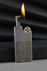 Silvio Monetti Özel Tasarım Kapaklı Alevli Bronz Eskitme Gazlı Çakmak CAKSM043T