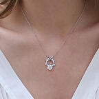 Kelebekli Zambak Çiçeği Gümüş Kolye