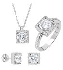 Round Kesim Kare Tek Taş Model Starlight Diamond Set