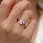 Kalp Pandora Model Pembe Zirkon Taşlı Gümüş Yüzük