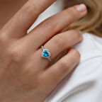 Kalp Pndr Model Aquamarin Taşlı Gümüş Yüzük