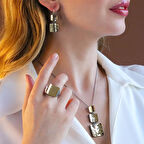 Kare  El İşi Dövme Gold Kaplama Otantik Takım