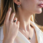 Lotus Çiçeği Mistik Topaz Taşlı Gümüş Set