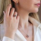 Zultanit Taşlı Elips Lotus Çiçeği Gümüş Set