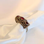 Kök Yakut Taşlı Taç Model Otantik Gümüş Yüzük