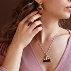 Lal Taşlı El İşli Otantik 925 Ayar Gümüş Takım