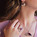 Lal Taşlı Gümüş Otantik Takı Seti