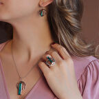 Peridot Taşlı 925 Ayar Gümüş Otantik Tasarım Set