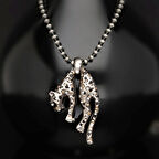 Taşlı Kaplan Oksitli Erkek Gümüş Kolye