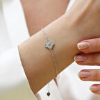 Yonca Taşlı Gümüş Bileklik