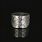 İşlemeli Oksitli Gümüş Erkek Yüzük