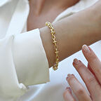 Tffny Gold Kaplama Gümüş Bileklik