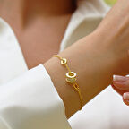 Taşlı Bvlgr Gold Gümüş Bileklik