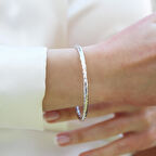 Dövme 4mm 6,5cm Ajda Gümüş Bilezik