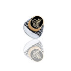 Mine Üzerine Tura İşlemeli Gümüş Erkek Yüzüğü