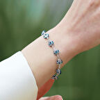 Fil  Nazarlı Camgöz Gümüş Bileklik