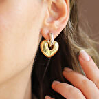 Kalp Bombeli Gümüş Küpe