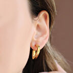 Üçgen Gold Gümüş Küpe