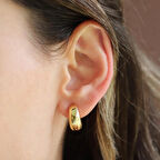 Bombeli Halka Gümüş Küpe