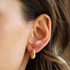 Halka Bombeli Gümüş Küpe