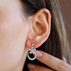 Çiçek Taşlı Gümüş Küpe