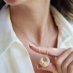 Kruvasan Gold Zirkon Taşlı Gümüş Kolye