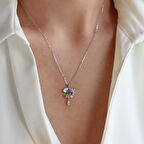 Menekşe Çiçeği İncili Gümüş Kolye