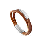 ARS073 Erkek Deri Çelik Bileklik