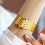 11 Sıra Hasır Gold Kaplama Gümüş Trabzon Kelepçe