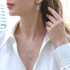 Aquamarin Taşlı Gümüş Set