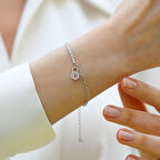 Kilit Yarı Su Yolu Gümüş Bileklik