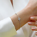 Zirkon Taşlı Yonca Trend Gümüş Yonca Bileklik