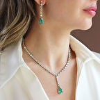 Paribu Damla Taşlı Şık Gümüş Set