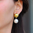 Barok İncili Gold Gümüş Küpe