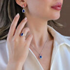 Tanzanit Icecut Taşlı Gümüş Set