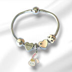 Rabbit Family Charm Çelik Bileklik