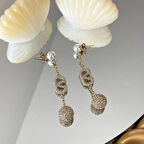 İnci Sallantılı Gold Çelik Küpe