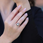 Elips Elmas Montür Modeli Rose Gold Gümüş Yüzük