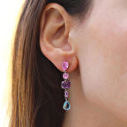 Renkli Damla Taşlı Gümüş Küpe