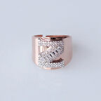 Z Harfi Baget Taşlı Rose Gold Kaplama Gümüş Yüzük