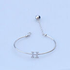 Nazar Boncuklu H Harfi Gümüş Bileklik