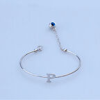 Nazar Boncuklu O Harfi Gümüş Bileklik