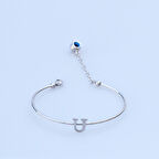 Nazar Boncuklu U Harfi Gümüş Bileklik