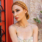 Peridot ve Ametist Taşlı Lamina Tasarım Gold Kaplama Gümüş Gerdanlık