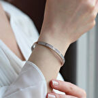 Crtr Modeli Zirkon Taşlı Gümüş Kelepçe