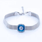 Opal Taşlı Hasır Gümüş Bileklik