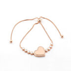 Kalbli Rose Altın Kaplama Asansör Bileklik