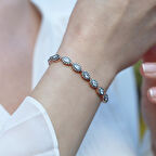 Elmas Montür Rose Gold Kaplama Zirkon Taşlı Asansörlü Gümüş Bileklik