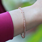 Elmas Montür Modeli Su Yolu Rose Gold Kaplama Gümüş Bileklik