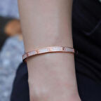 Crtr Modeli Rose Gold Kaplama Zirkon Taşlı Gümüş Kelepçe